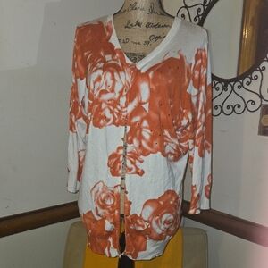 Pumpkin Spice Floral Button-Up Women's Top